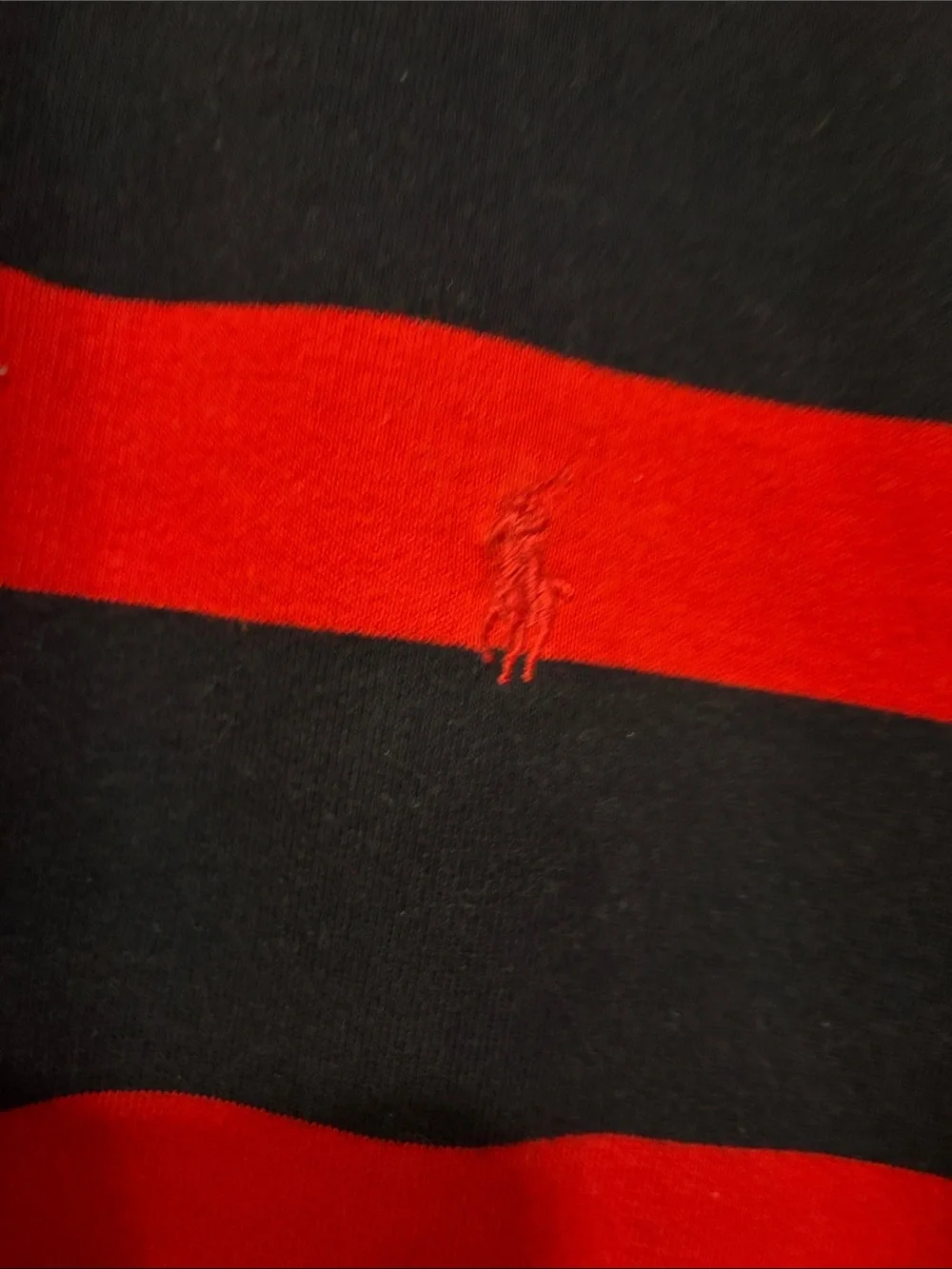 Polo by Ralph Lauren Navy and Red Striped Half-Zip Sweater